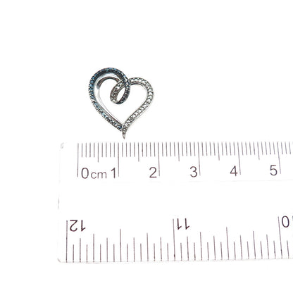 JANE SEYMOUR Sterling Silver Real Blue & White Diamond Heart Mini Slide Pendant