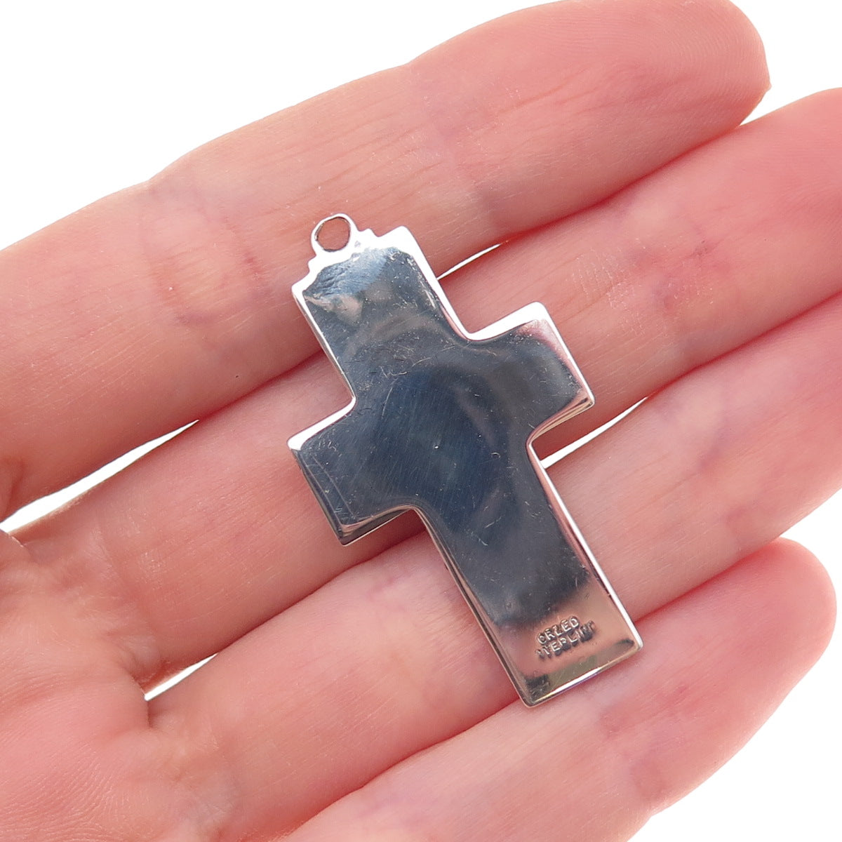 Creed 925 Sterling Silver Vintage Enamel Chi-Rho Cross Charm Pendant