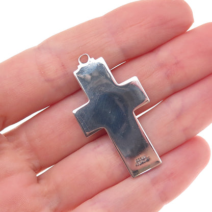 Creed 925 Sterling Silver Vintage Enamel Chi-Rho Cross Charm Pendant