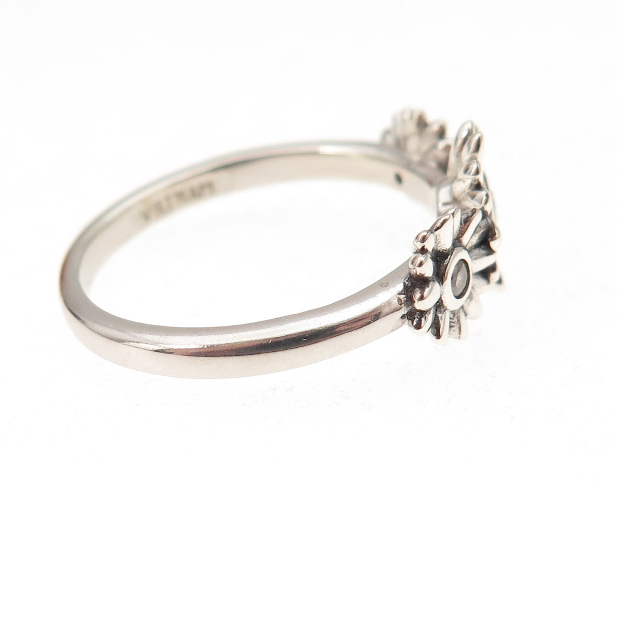 925 Sterling Silver Round-Cut C Z Daisy Flower Ring Size 8