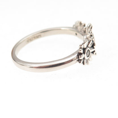 925 Sterling Silver Round-Cut C Z Daisy Flower Ring Size 8