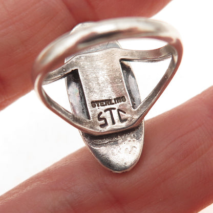 Thomas Singer Old Pawn 925 Sterling Silver Vintage Malachite Tribal Ring Size 7