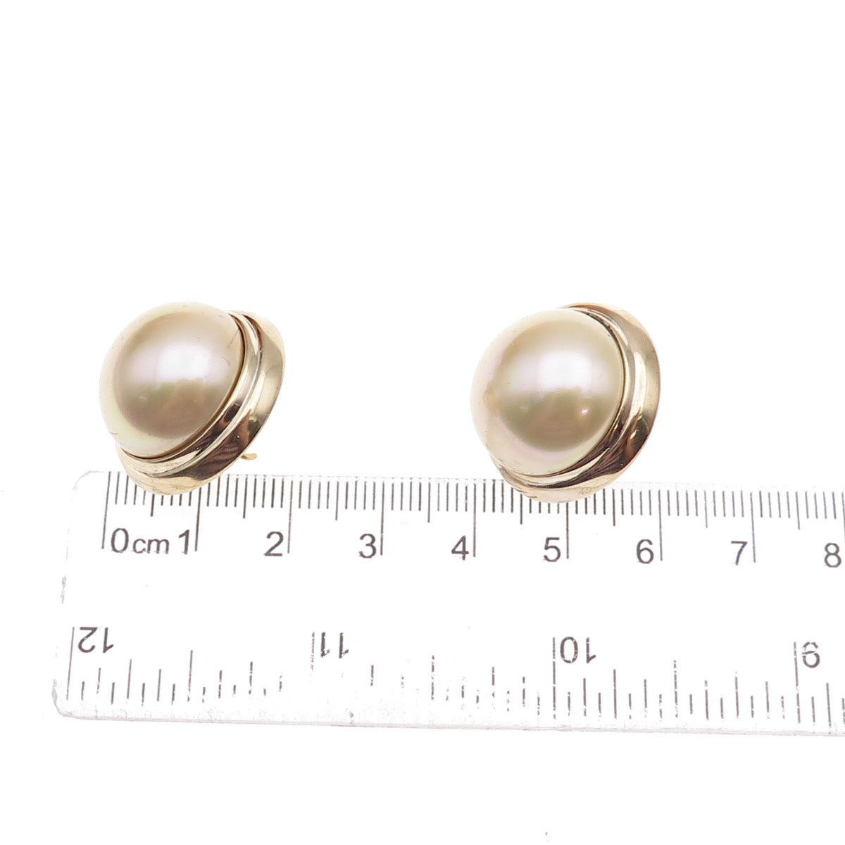Majorica 925 Sterling Silver Gold Plated Vintage Faux Pearl Omega Back Earrings