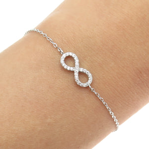 925 Sterling Silver C Z Infinity Rolo Link Bracelet 8"