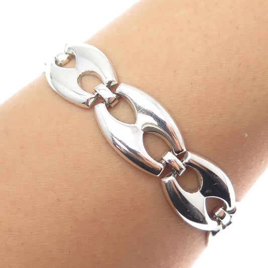 KARL LAINE 835 Silver Vintage Modernist Anchor Mariner Link Bracelet 7.5"