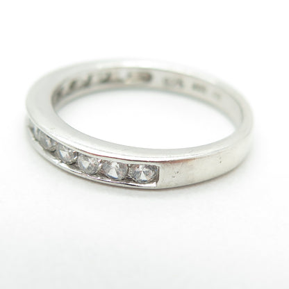 925 Sterling Silver Round-Cut C Z Half Eternity Band Ring Size 7