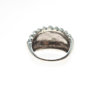 925 Sterling Silver Vintage Modernist Ribbed Dome Ring Size 5.5