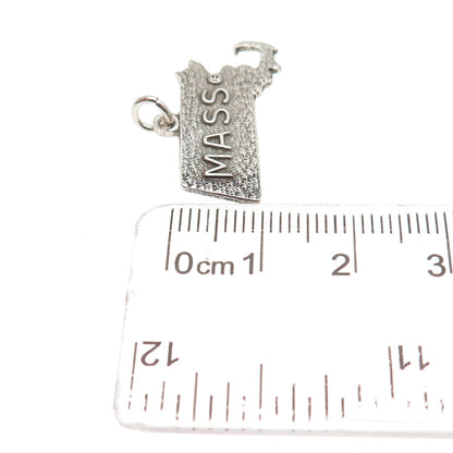 925 Sterling Silver Vintage Massachusetts State Map Mini Charm Pendant