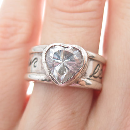 CAROLEE 925 Sterling Silver Vintage Heart-Cut C Z Le Coeur D'Amour Ring Size 5