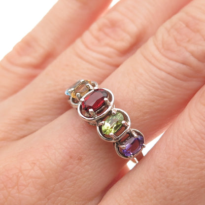 CJC Criterion Sterling Vintage Topaz Amethyst Citrine Peridot Garnet Ring Size 8