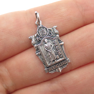 925 Sterling Silver Antique NJ Oratory Forensic League Oxidized Charm Pendant