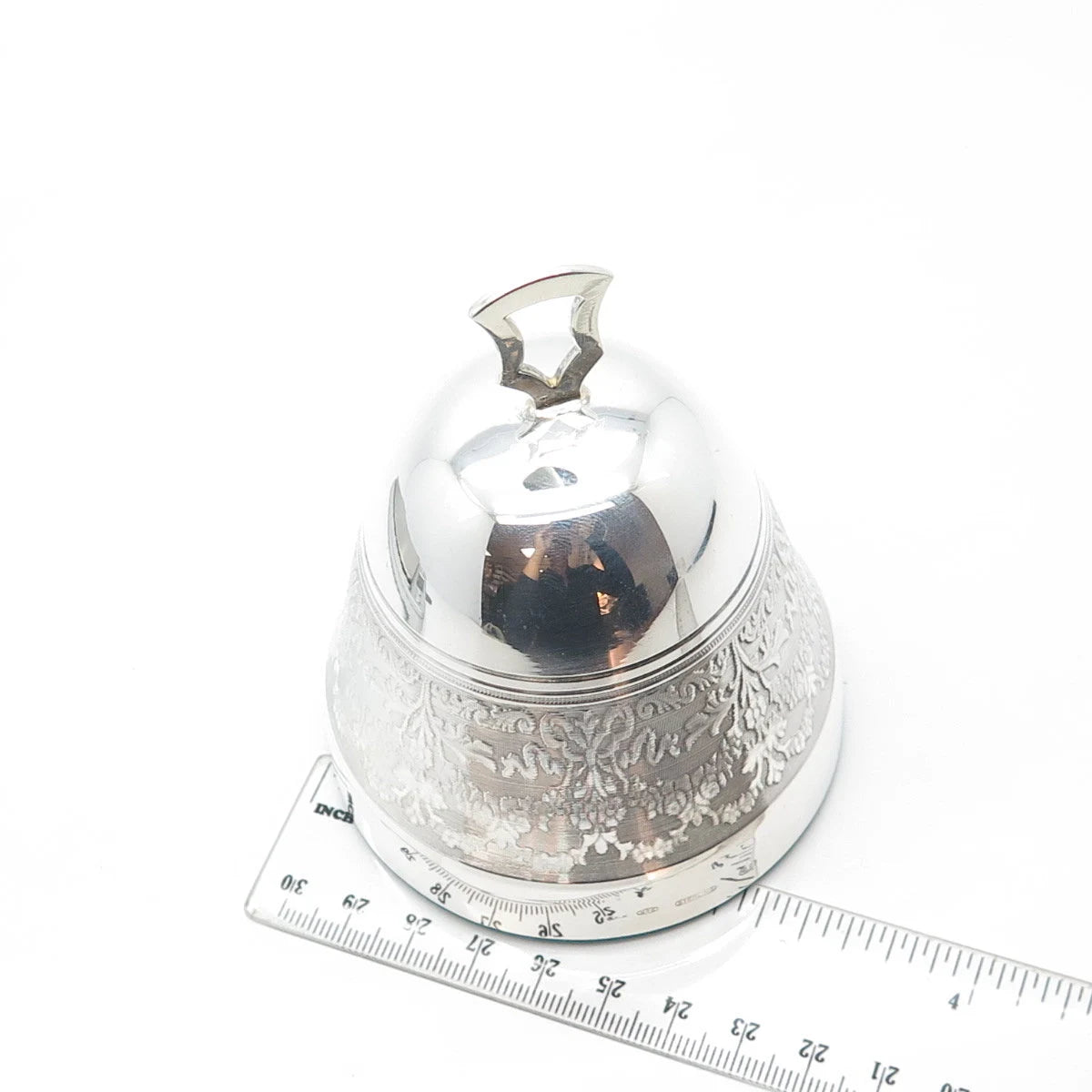925 Sterling Silver Vintage Italy Ornate Music Bell Box / SIGNED "FC"