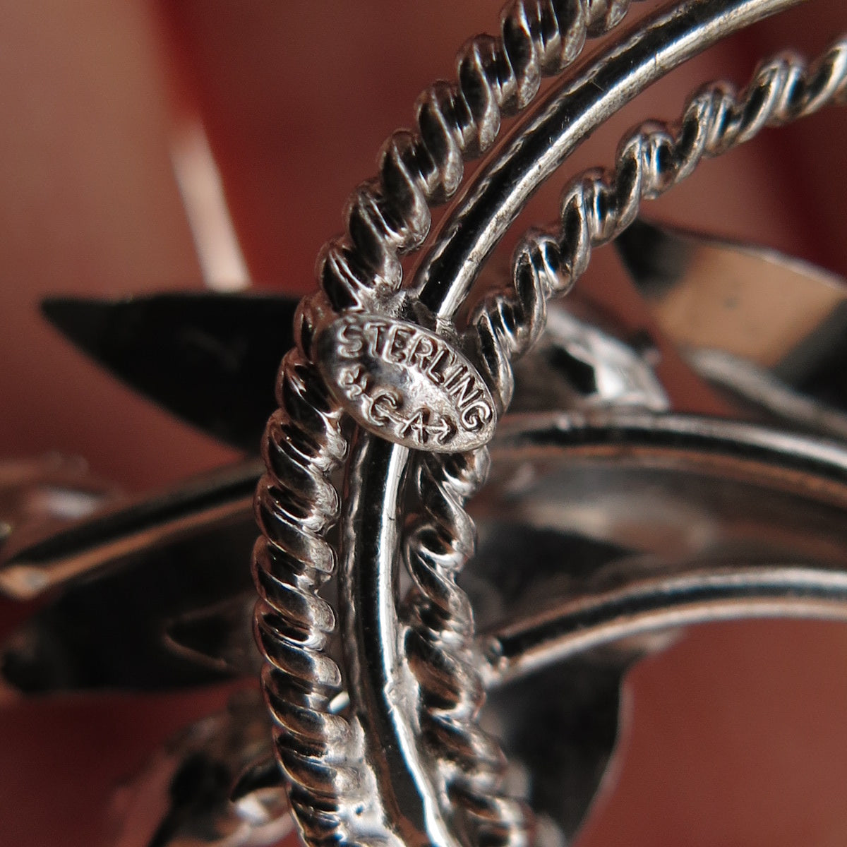 CARL ART Sterling Silver Antique Art Deco Canary Rhinestone Floral Pin Brooch