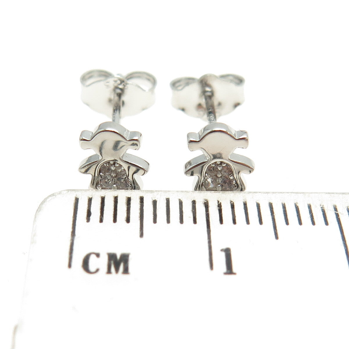 925 Sterling Silver Round-Cut C Z Baby Girl Stud Earrings