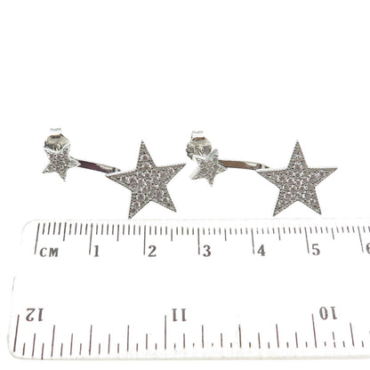 925 Sterling Silver Round-Cut C Z Star Interchangeable Earrings