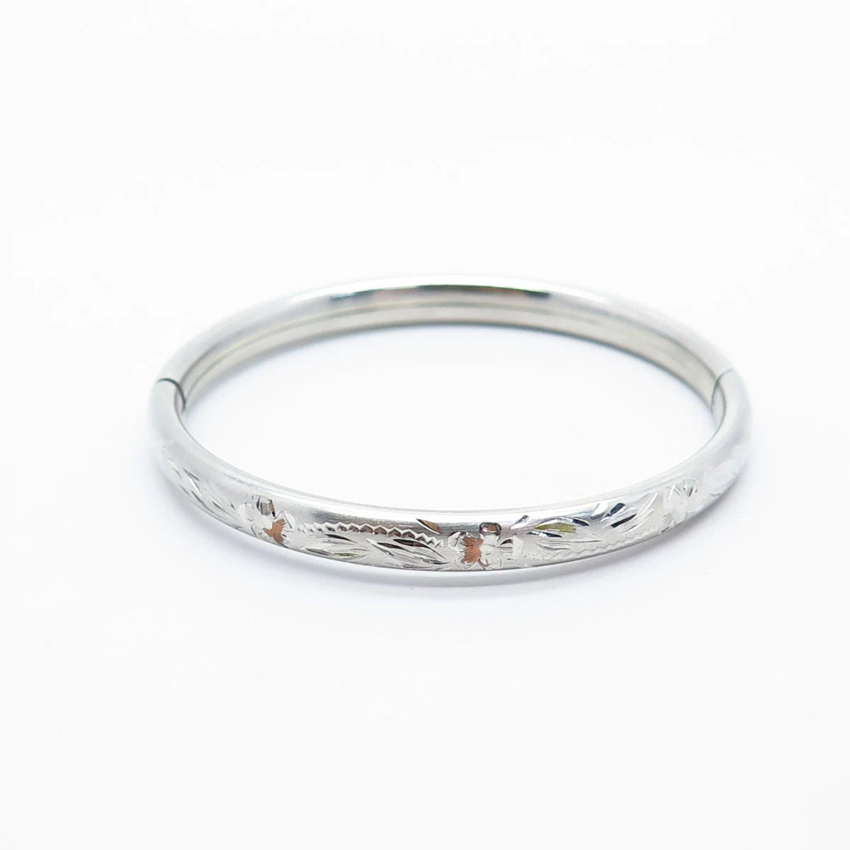 925 Sterling Silver Vintage Marathon Etched Floral Napkin Ring