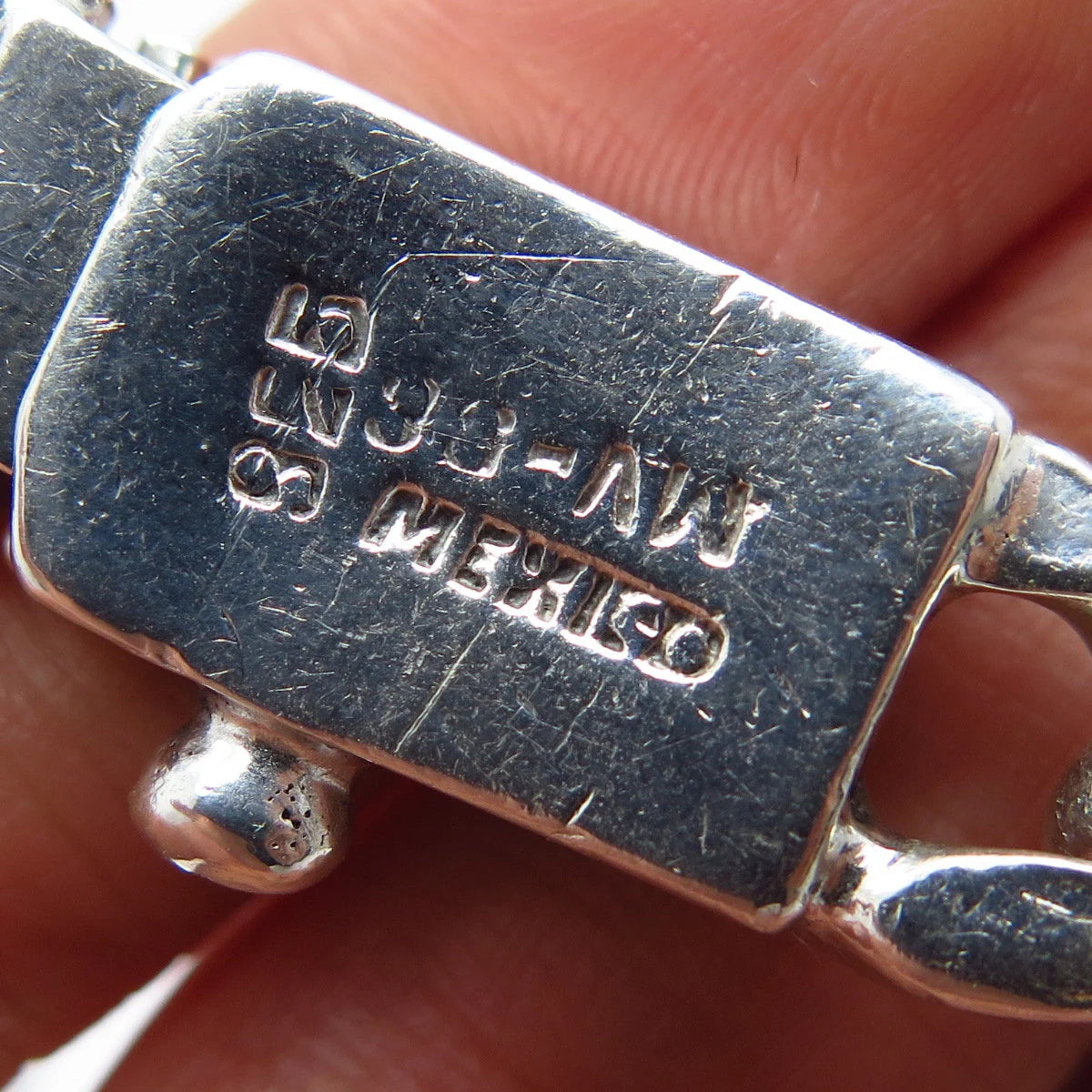 925 Sterling Silver Vintage Mexico Fancy Figaro Link Bracelet 8.75"