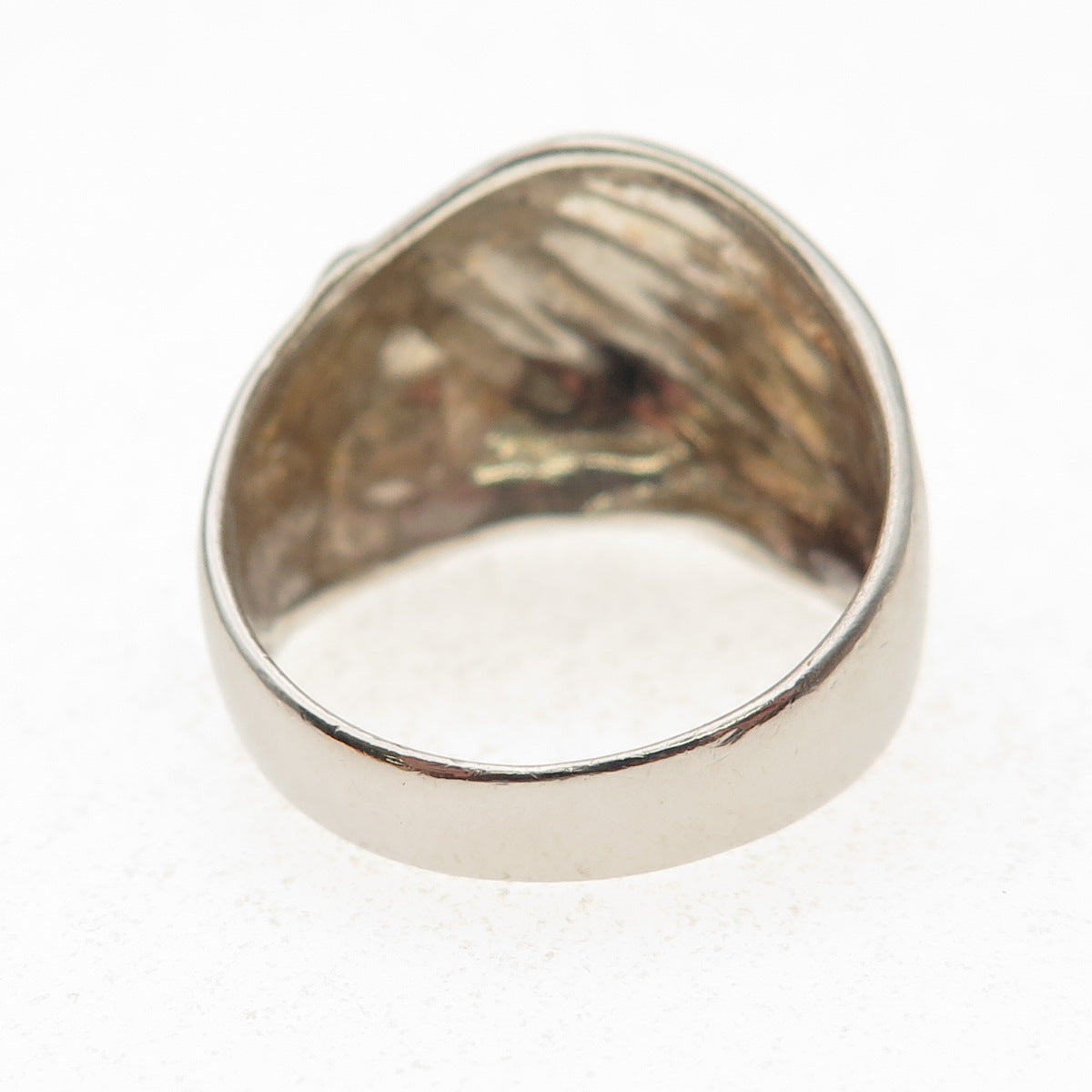 925 Sterling Silver Vintage Modernist Wing Oxidized Ring Size 9