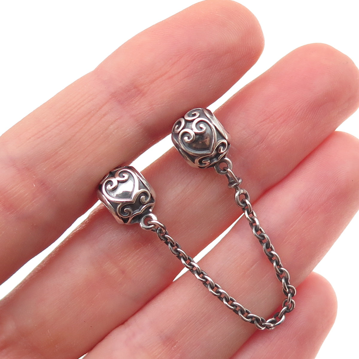 Pandora 925 Sterling Silver Enchanted Heart Safety Chain Slide Charm