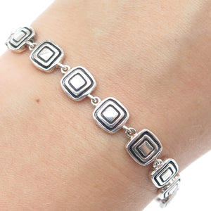 925 Sterling Silver Vintage Fancy Square Link Bracelet 7"