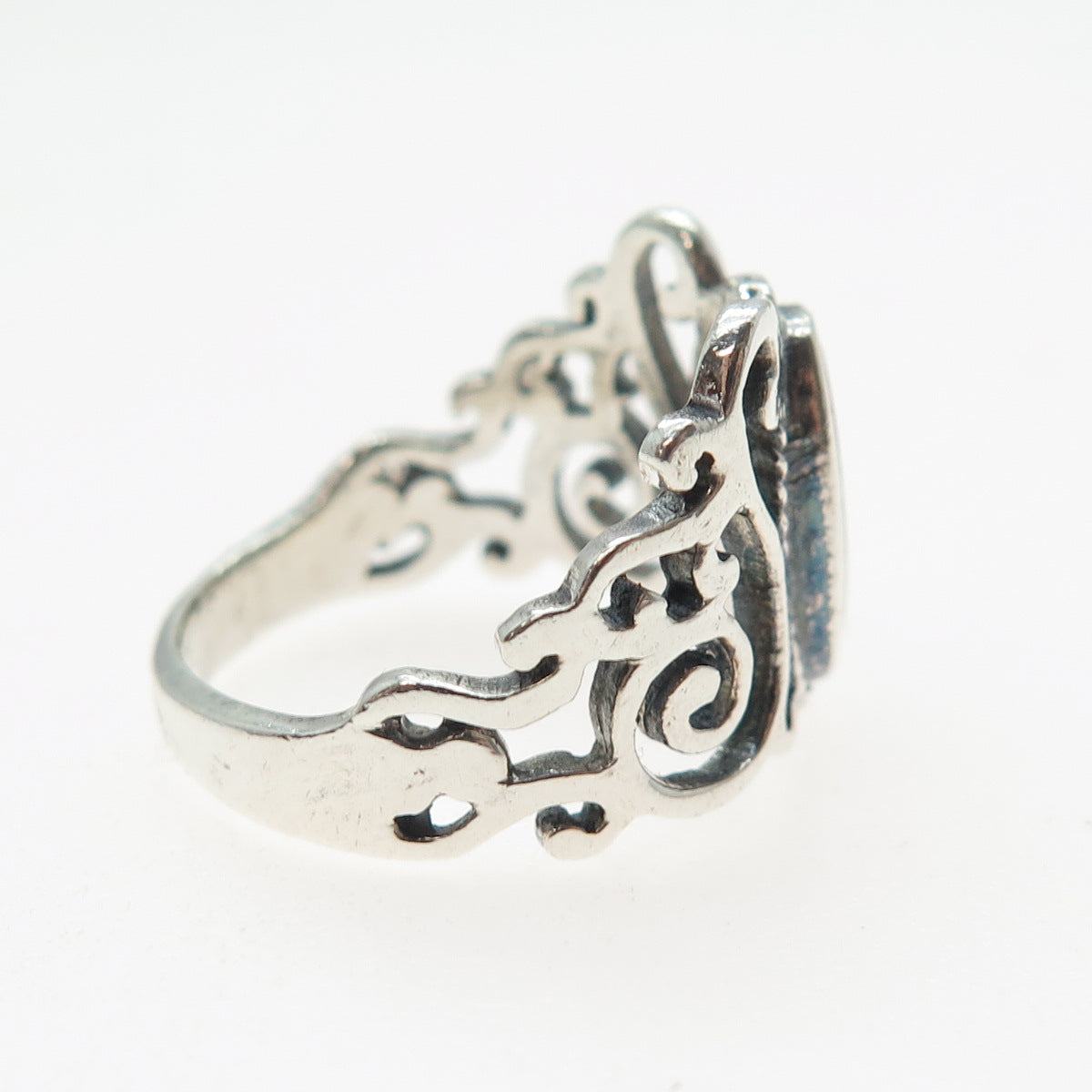 925 Sterling Silver Vintage Real Carnelian Swirl Oxidized Ring Size 6
