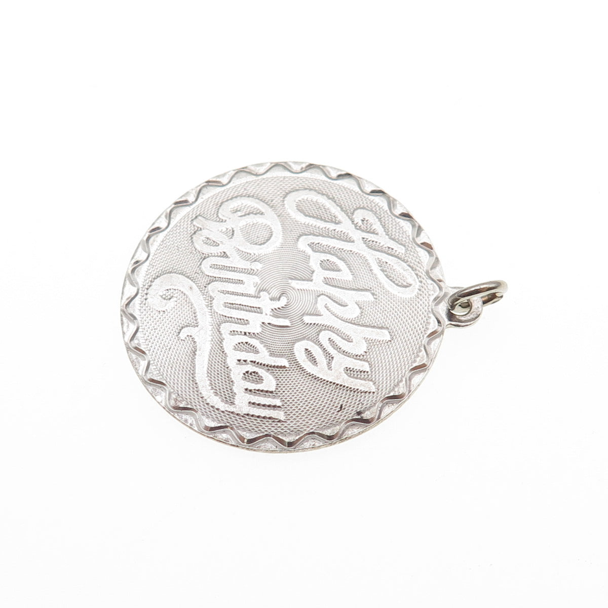 925 Sterling Silver Vintage Happy Birthday Charm Pendant