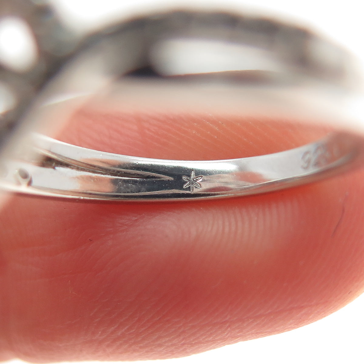 925 Sterling Silver Real Round-Cut White Topaz & Pink C Z Ring Size 5.25