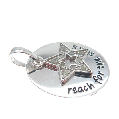 HAN 925 Sterling Silver Real Round-Cut Diamond Reach For The Stars Charm Pendant