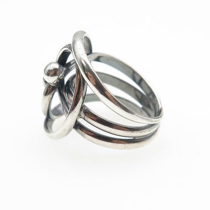 925 Sterling Silver Vintage MSW Modernist Yin Yang Oxidized Ring Size 7