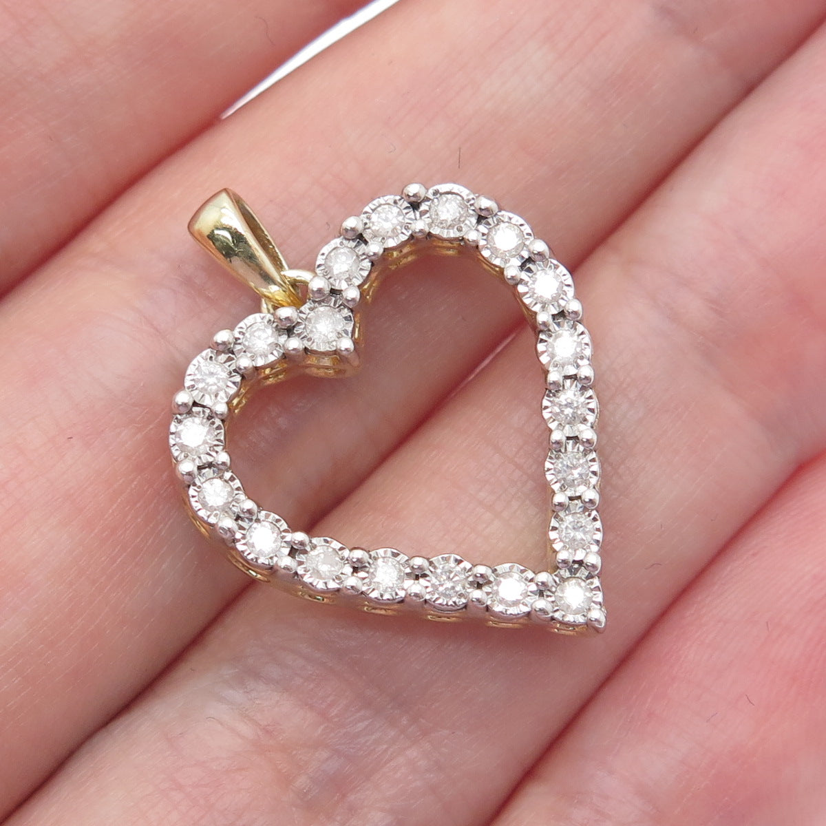 925 Sterling Silver Gold Plated Real Diamond Heart Minimalist Charm Pendant