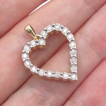 925 Sterling Silver Gold Plated Real Diamond Heart Minimalist Charm Pendant