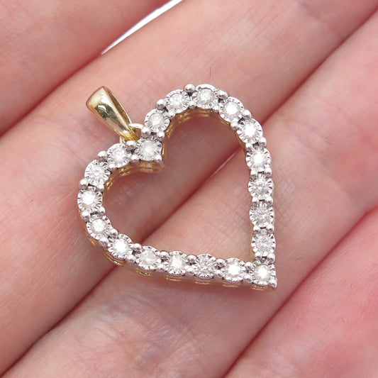 925 Sterling Silver Gold Plated Real Diamond Heart Minimalist Charm Pendant