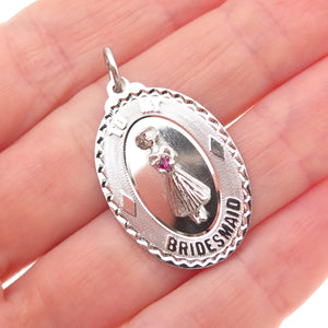 Art's Elegance 925 Sterling Silver Vintage Rhinestone Bridesmaid Charm Pendant