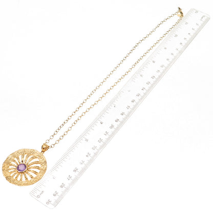 Brilliant Earth 925 Sterling Silver Gold Plated Real Amethyst Chain Necklace 20"