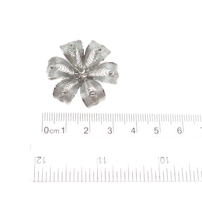 AM LEE Sterling Silver Antique Art Deco Rhinestone Flower Filigree Pin Brooch