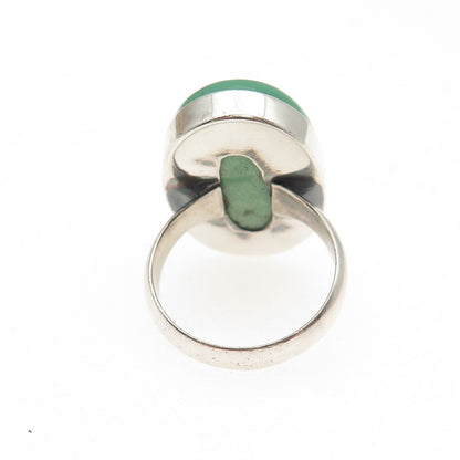925 Sterling Silver Vintage Real Cabochon Chrysoprase Ring Size 5.75