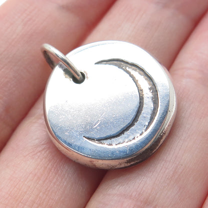 925 Sterling Silver Vintage Crescent & Snowflake Minimalist Charm Pendant