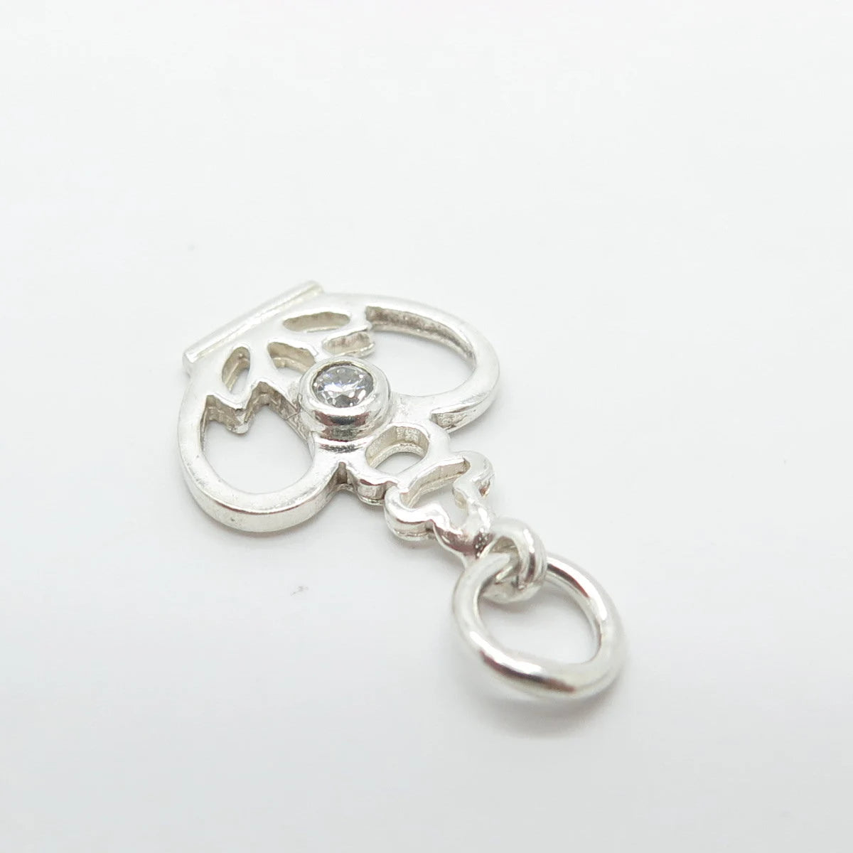 925 Sterling Silver Vintage C Z Crown Charm Pendant