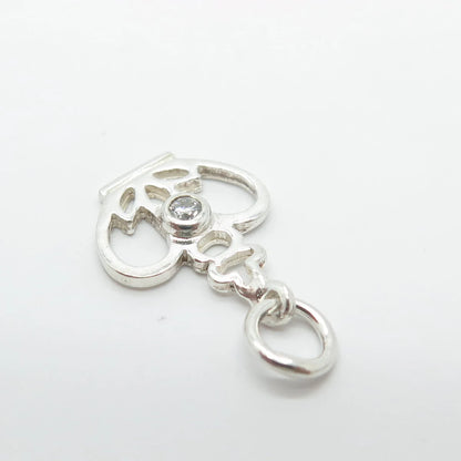 925 Sterling Silver Vintage C Z Crown Charm Pendant