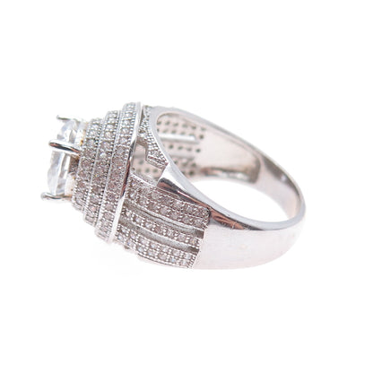 925 Sterling Silver Round-Cut C Z Ring Size 6.5