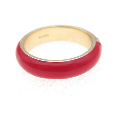 La Soula 925 Sterling Silver Gold Plated Enamel Real Diamond Band Ring Size 7.25