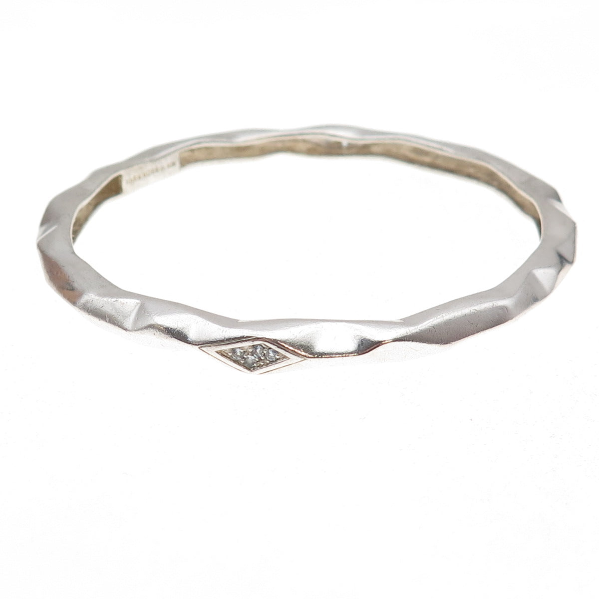 Kara Ross 925 Sterling Silver Round-Cut C Z Bangle Bracelet 8"