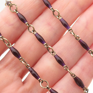 925 Sterling Silver Gold Plated Vintage Enamel Bar Chain Necklace 20"