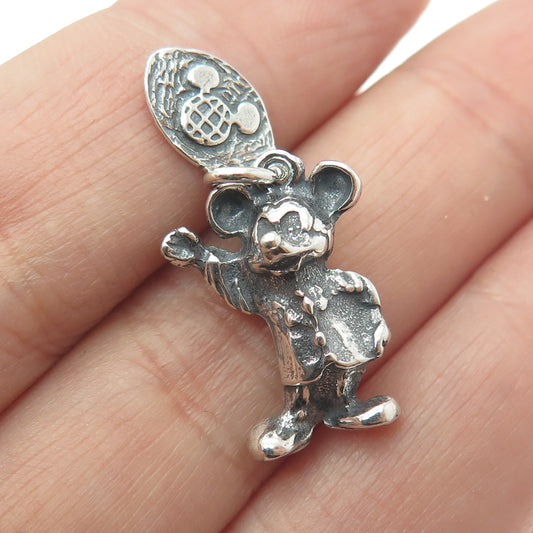 WALT DISNEY 925 Sterling Silver Vintage Mickey Mouse 3D Charm Pendant