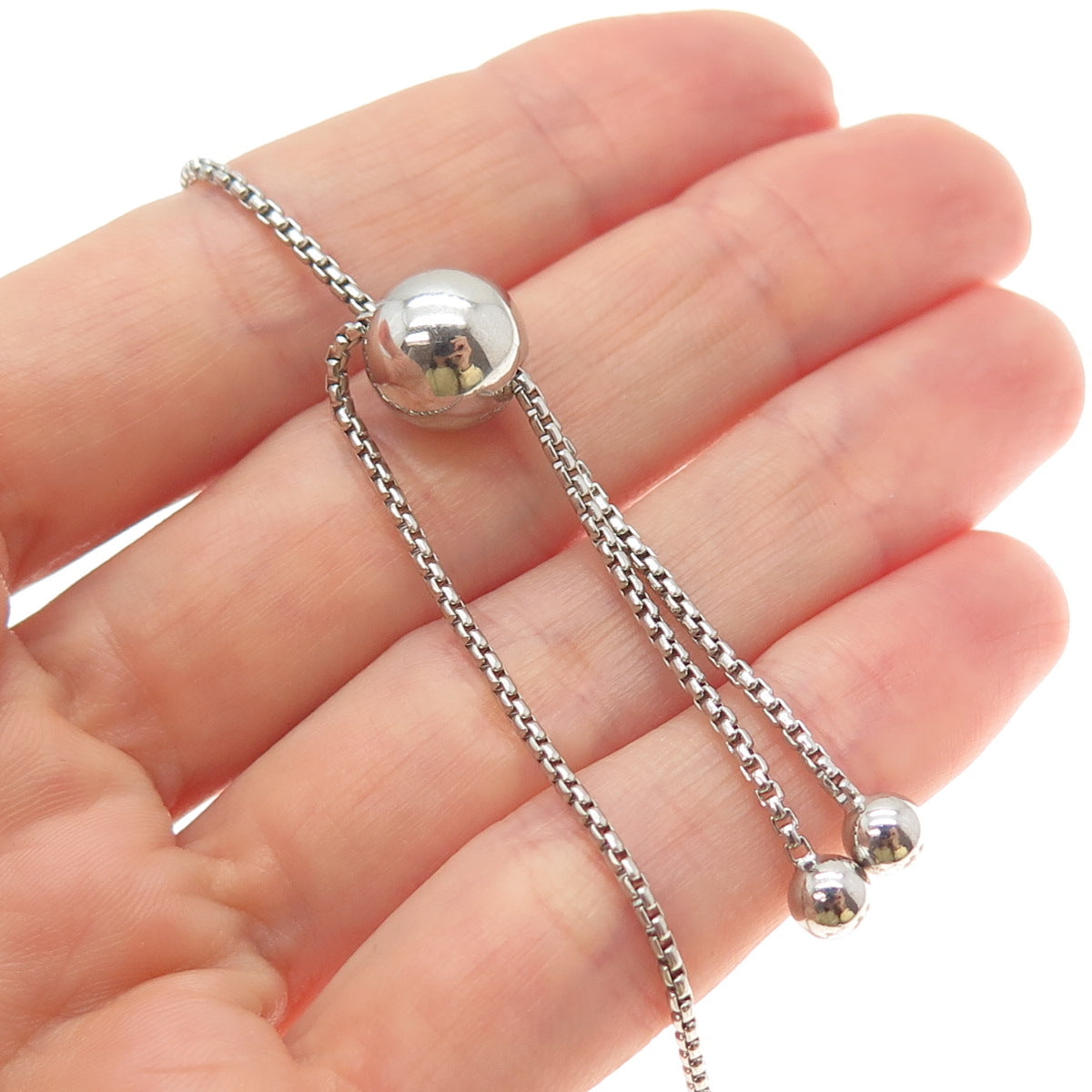 HONORA Sterling Silver Vintage Pearl Round Box Chain Adjustable Necklace 18-28"