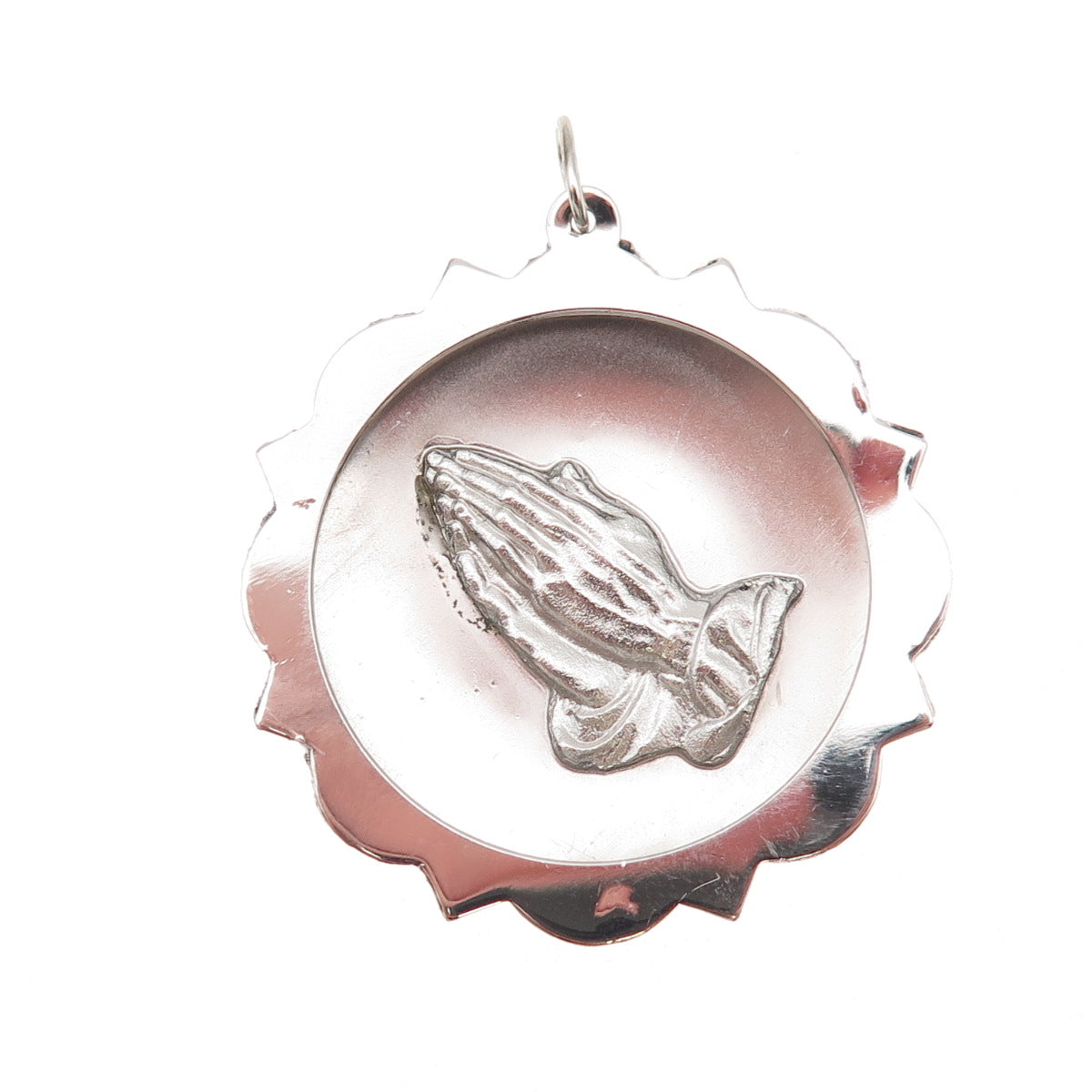 925 Sterling Silver Vintage Prayer Hands Religious Charm Pendant