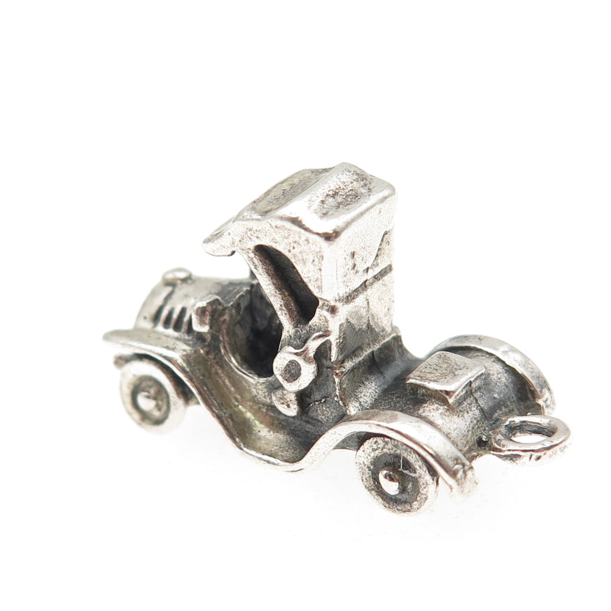 925 Sterling Silver Antique Art Deco Retro Car Oxidized 3D Charm Pendant