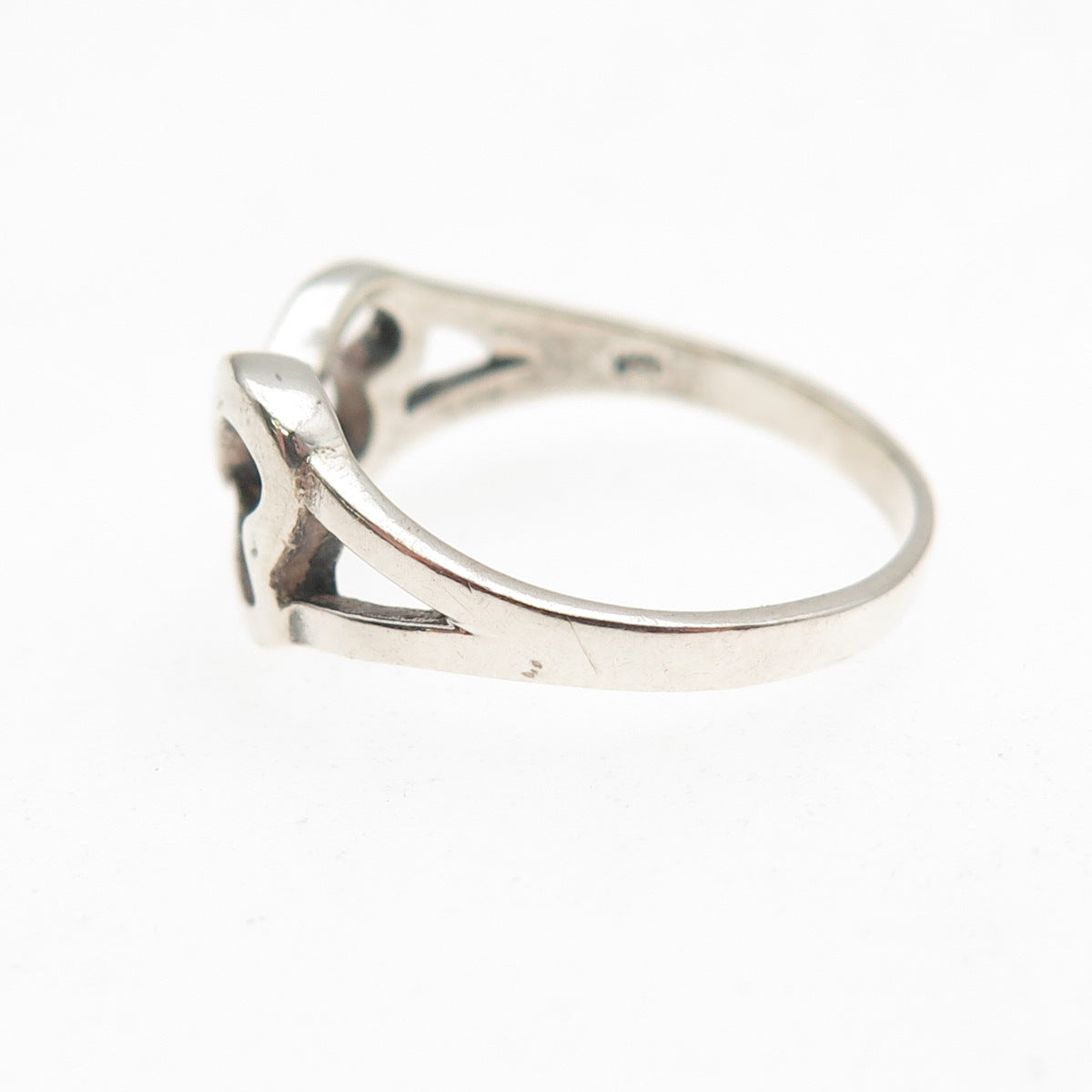 925 Sterling Silver Vintage Infinity Heart Oxidized Ring Size 5.25