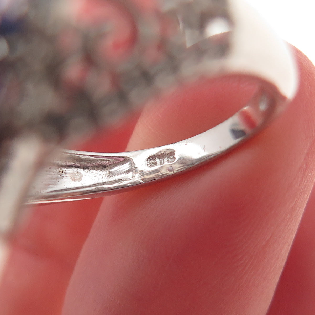 Chuck Clemency 925 Sterling Silver Real Tanzanite & White Topaz Ring Size 8.25