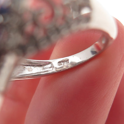 Chuck Clemency 925 Sterling Silver Real Tanzanite & White Topaz Ring Size 8.25